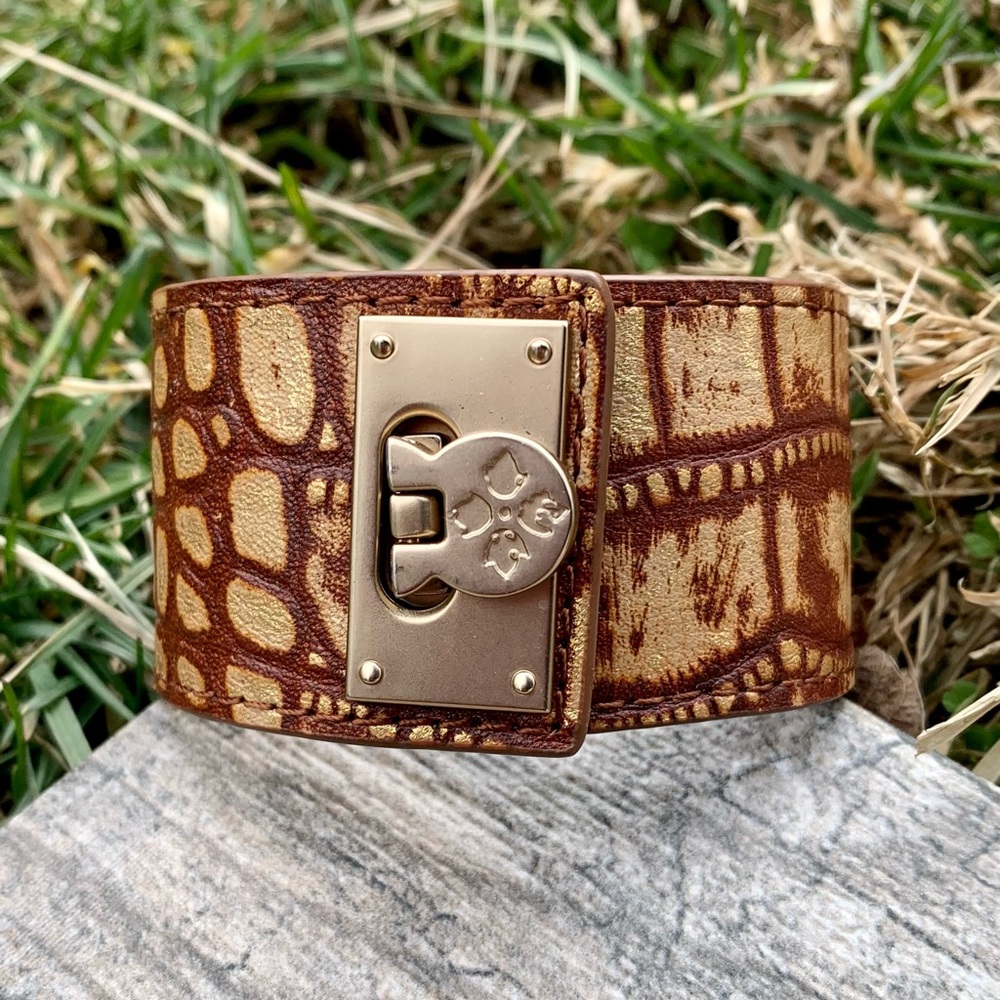 NEW Patricia Nash Jocelyn Brown Bronze Leather Cuff Bracelet